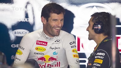 Mark Webber holds pole position for the Etihad Airways Abu Dhabi Grand Prix after a slip-up by Red Bull team-mate Sebastian Vettel on Saturday gave the Australian an opening. Christopher Pike / The National