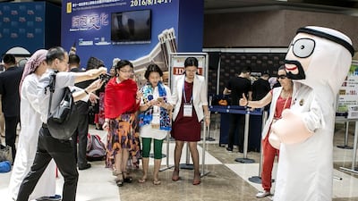 Emirati mascots prove a popular draw at the International Dragon Award, which took place in the Middle East for the first time this week. Reem Mohammed / The National