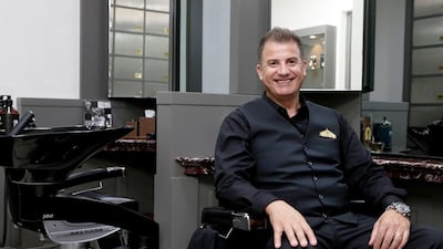 Tony Habib head barber and hair stylist at Gentlemen's Tonic at Emirates Palace Spa in Abu Dhabi. Christopher Pike / The National