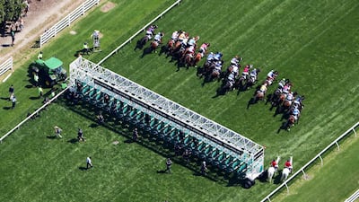 The field jumps from the barriers during race seven of the 2020 Lexus Melbourne Cup at Flemington Racecourse. Getty Images for the VRC