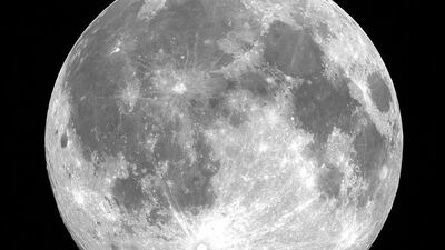 DubaiSat-2 has captured a clear, high definition photo of the full moon. Courtesy Mohammed bin Rashid Space Centre
