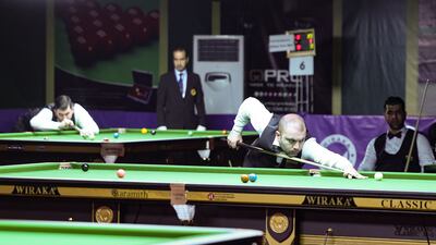 Iranian Amir Sarkhosh competes in the ACBS Asian 6 Reds Snooker Championship in Tehran on June 24
