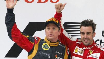 Kimi Raikkonen, left, and Fernando Alonso have the utmost regard for each other. Kim Kyung-Hoon / Reuters