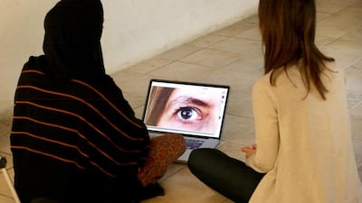 The Turkish curator Ipek Ulusoy Akgül, right, and the artist Maitha Demithan, who will create a portrait of Art Dubai. Jaime Puebla / The National / February 18, 2014