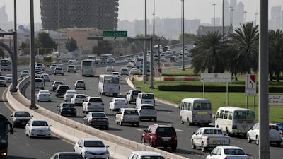 Cars flow in thickening traffic on Sheikh Zayed road in Abu Dhabi. Silvia Razgova / The National