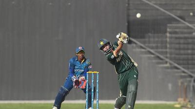 Sana Mir of Pakistan bats against Sri Lanka during the one day international at the Sharjah Cricket Ground on January 9, 2015. Jeffrey E Biteng/The National