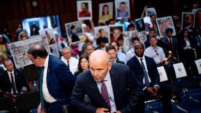 Boeing CEO Dave Calhoun in Washington last month. It will be a long road back for the company's reputation following the guilty plea to a criminal fraud conspiracy charge. AFP