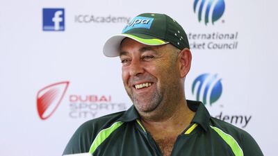 Australia coach Darren Lehmann answers questions at a press conference on Wednesday ahead of the start to his side's series in the UAE against Pakistan on Saturday. Francois Nel / Getty Images / October 1, 2014