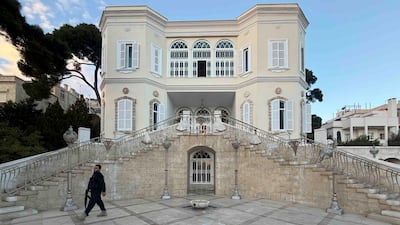 Abu Al Mughwar, a fighter from the Hayat Tahrir Al Sham rebel group, patrols Syria’s oldest presidential palace in the Al Muhajireen district of Damascus. All photos: Danny Makki for The National