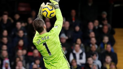 Soccer Football - Premier League - Watford v Manchester United - Vicarage Road, Watford, Britain - December 22, 2019 Manchester United's David de Gea in action as Watford's Ismaila Sarr scores their first goal REUTERS/David Klein EDITORIAL USE ONLY. No use with unauthorized audio, video, data, fixture lists, club/league logos or "live" services. Online in-match use limited to 75 images, no video emulation. No use in betting, games or single club/league/player publications. Please contact your account representative for further details.