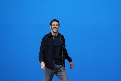 John Ternus, chief executive of Apple, speaks during a product unveiling event at Apple Park in Cupertino, California. Bloomberg