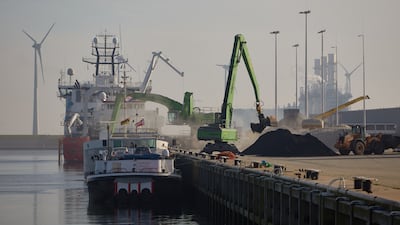 A ship in the port of Eemshaven in Netherlands. Dutch ports play a crucial role in the hydrogen economy, as well as providing key logistical support in delivering gas since the Russian invasion of Ukraine. Pierre Crom / Getty Images