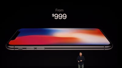 Apple's iPhone X will retail from $999 in the US and from Dh4,099 in the UAE when it goes on sale later this year. Josh Edelson / AFP