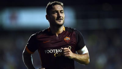 Roma’s Francesco Totti shown in action during his team’s Serie A victory over Frosinone on Saturday. Filippo Monteforte / AFP / September 12, 2015