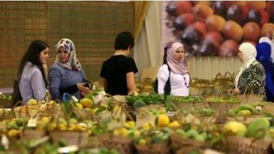 Different varieties of mangoes and lemons on display on the second day of the date festival.