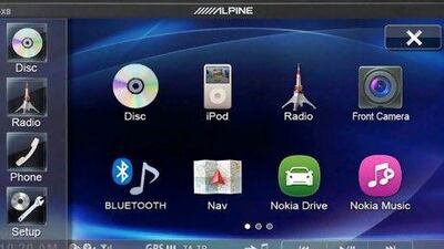 The Alpine Electronics ICS-X8 satnav device.