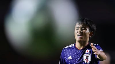 Japan's Takefusa Kubo gestures. Reuters