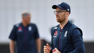 England spinner Jack Leach takes part in bowling practice. AFP