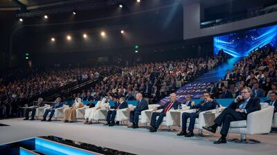 Sheikh Mohammed and Mr. Nazarbayev attend the opening ceremony.