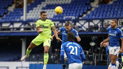 Newcastle's Callum Wilson heads the first goal. EPA