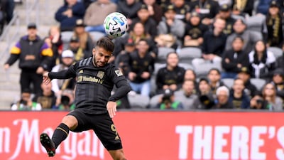 Diego Rossi of Los Angeles FC attempts a header. AFP