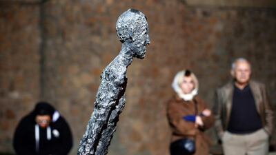 A sculpture by Swiss artist Alberto Giacometti is on display during the opening ceremony of an exhibition of Western art at the Museum for Contemporary Art (TMOCA) in Tehran on November 20. EPA