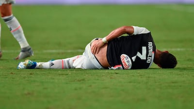 Cristiano Ronaldo on the ground during Juventus' match against Inter Milan. AFP