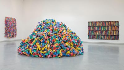 Sharjah Art Foundation's major retrospective on Hassan Sharif titled I Am the Single Work Artist. Held from 2017-2018, the exhibition charted the Emirati artist's career from 1973 to 2016, and displayed 400 of his 3,500 works. Courtesy Sharjah Art Foundation