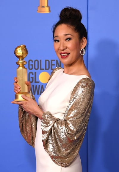 Sandra Oh was a host at the Golden Globes, where she picked up the award for Best Performance by an Actress in a Television Series - Drama for 'Killing Eve'. AFP
