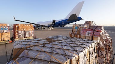 Dubai's emergency response centre delivered 20 tonnes of critical medical aid on Monday in response to the Ebola outbreak. Photo: Wam