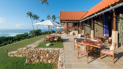 An outdoor dining area at Cape Weligama in Sri Lanka. Photo courtesy Sebastian Posingis
