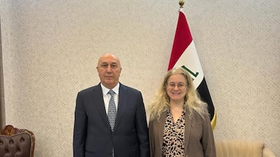 Iraq's new president Nizar Amedi, left, pictured with Hela Cheikhrouhou, regional vice president for the Middle East, Central Asia, Turkey, Afghanistan, and Pakistan at the International Finance Corporation. Photo: IFC.