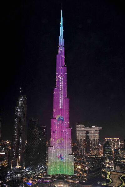 Burj Khalifa is lit up for Rare Disease Day