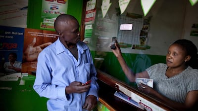 M-Pesa mobile-phone money transfer service in Kenya is one of popular fintech products in Africa. Alamy