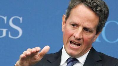 Timothy Geithner says that keeping currencies artificially low carries the risk of creating a “dangerous dynamic”.