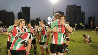 Abu Dhabi Harlequins beat Jebel Ali Dragons to win the 2017 Premiership final. Victor Besa / The National