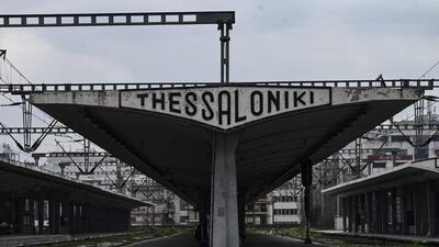 A deserted Thessaloniki station during a 24-hour rail strike in Greece. Staff are demanding answers a year after the nation's deadliest train crash, which killed 57 people. AFP