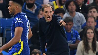 Chelsea's head coach Thomas Tuchel gestures on the touchline during the Champions League game with Zenit St Petersburg. AFP