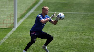 England's Aaron Ramsdale during training. Reuters