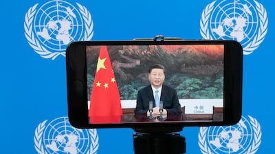 Xi Jinping, China's President, speaks remotely via video link during the United Nations General Assembly on Tuesday, Sept. 22. 2020. AP Photo