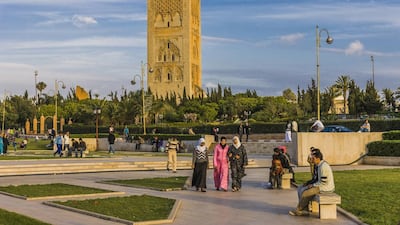 The Hassan Tower, in the background, which along with the Hassan Mosque is considered Rabat’s most-famous landmark. Getty Images