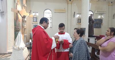 Mass is held twice daily at the Holy Family Church in Gaza where parishioners have decided not to leave the church compound.