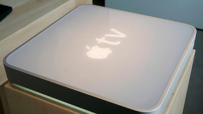 An Apple TV sits in a window display at the Apple Store in Salt Lake City, Utah, Friday March 23, 2007. Photographer: George Frey/Bloomberg News.