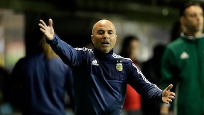 Argentina manager Jorge Sampaoli shouts instructions from the touchline. Victor R. Caivano / AP Photo