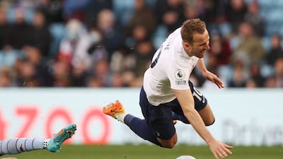 Harry Kane takes a tumble. Action Images