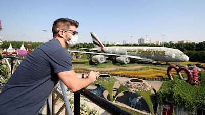 The attraction includes a floral display of a life-size version of an Emirates A380.