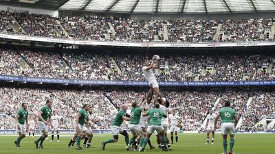Twickenham, site of the 2015 Rugby World Cup final, shown on Saturday during England's Test against Ireland. Henry Browne / Reuters / September 5, 2015