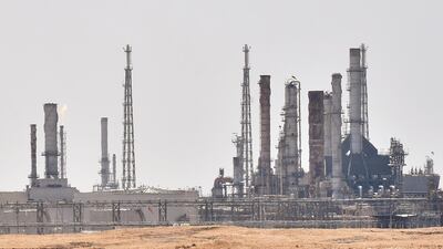 An Aramco oil facility near al-Khurj area, just south of the Saudi capital Riyadh. Saudi Arabia raced today to restart operations at oil plants hit by drone attacks which slashed its production by half, as Iran dismissed US claims it was behind the assault. The Tehran-backed Huthi rebels in neighbouring Yemen, where a Saudi-led coalition is bogged down in a five-year war, have claimed thi weekend's strikes on two plants owned by state giant Aramco in eastern Saudi Arabia. AFP
