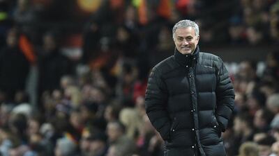 Jose Mourinho is happy, despite Manchester United being sixth in the table, with his early months in charge at Old Trafford. Oli Scarff / AFP