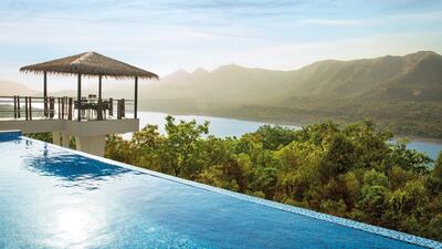 The infinity pool and pagoda at the Atmantan. Courtesy Atmantan